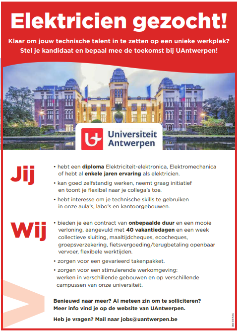 Universiteit Antwerpen advertentie in De Zondag